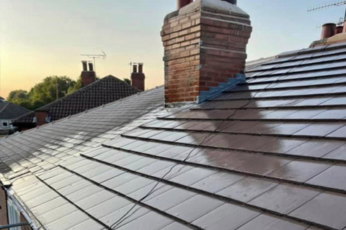 New tiled roof at sunset in yorkshire